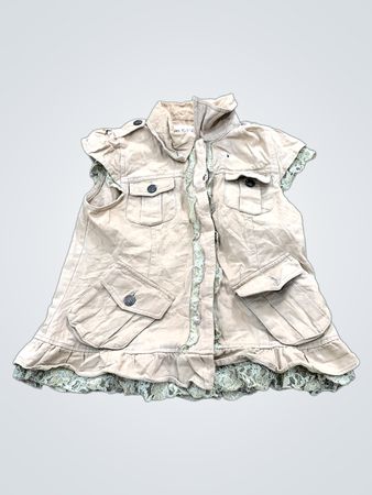 PERFECTOS Women's Tan Lace Ruffle Utility Vest