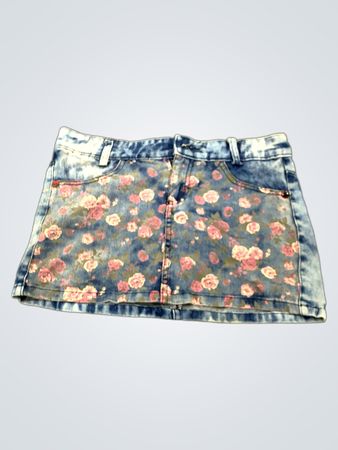 Jeansrock mit Blumenmuster