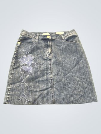 Hang Li Jeansrock mit Blumenstickerei