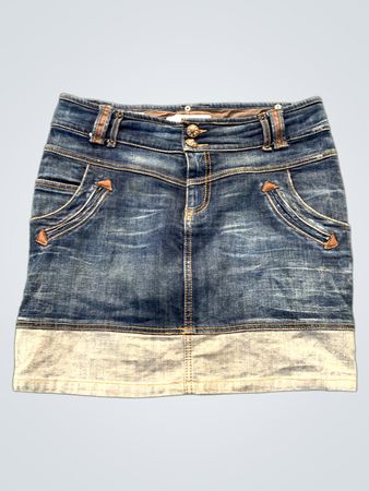 Jeansrock mit zweifarbigem Saum