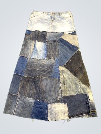 Upcycelter Lei-Patchwork-Jeans-Maxirock