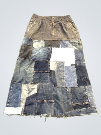 Upgecycelter Patchwork-Jeans-Maxirock