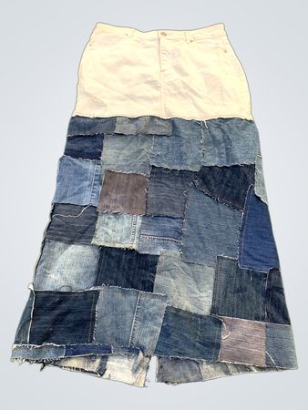 Upgecycelter Patchwork-Jeans-Maxirock