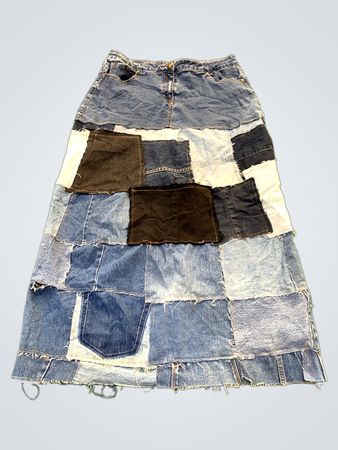 Upgecycelter Patchwork-Jeans-Maxirock