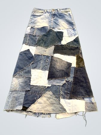 Upgearbeitetes COFFEECLIO DENIM PATCHWORK ROCK