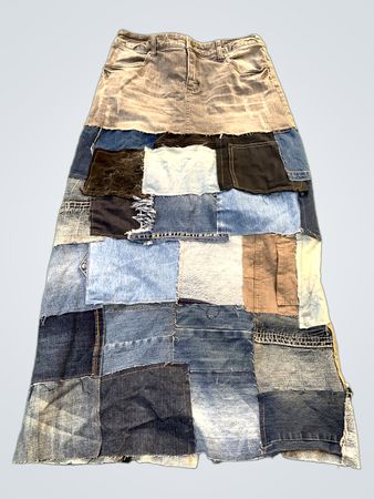Upgecycelter Patchwork-Jeans Maxi-Rock