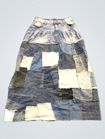 Upgecycelter Patchwork-Jeans-Maxirock