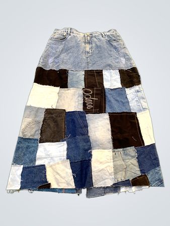 Upgecyclter Denim-Patchwork-Maxirock