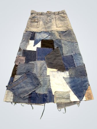 Upcycelter Denim-Patchwork-Maxirock