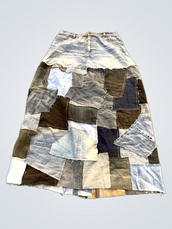 Upgecycelter Str-Jeans Patchwork-Denim-Maxirock