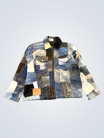 Giacca di jeans patchwork riciclata