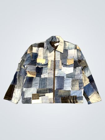 Giacca patchwork in denim riciclato