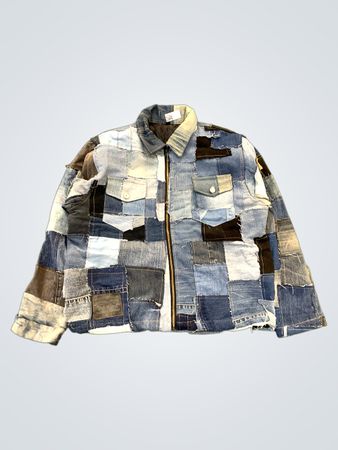 Upgearbeitete Patchwork-Jeansjacke