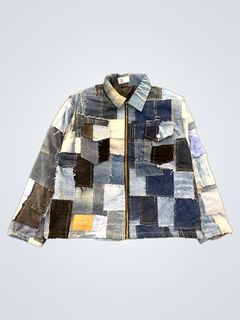 Upgecycelte Patchwork-Jeansjacke