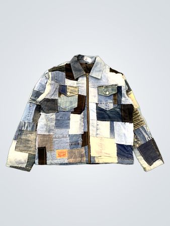 Upgecycelte Patchwork-Jeansjacke