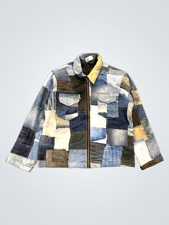 Upgearbeitete Patchwork-Jeansjacke