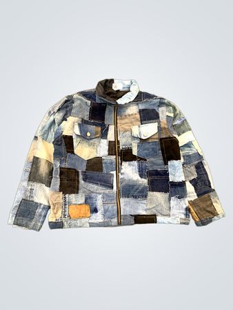 Upgecycelte Patchwork-Jeansjacke