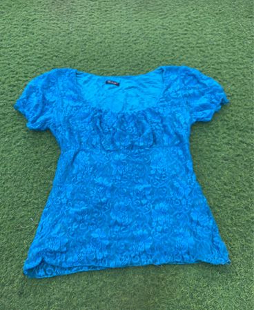 ME & ME Blue Lace Top Made in Italy