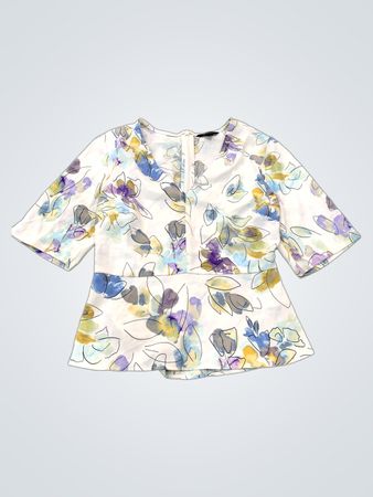 RW&CO. Damen-Top mit Blumenmuster und Peplum-Saum