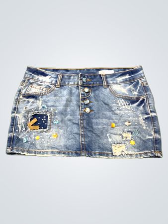 Denim-Minirock mit Verzierungen
