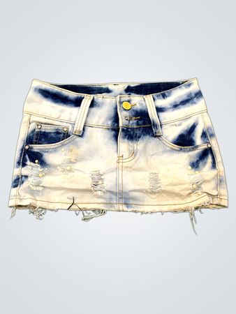 Distressed Denim Minirock mit Batik-Effekt