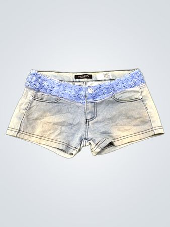 Cattleman Damen-Jeansshorts mit blauem Blumenbund
