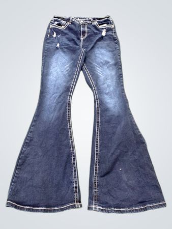 Bootcut-Jeans mit weißer Nahtzierde
