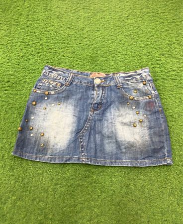 CARIBEJEANS Damen Nieten-Jeansminirock