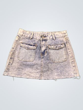 Denim-Minirock mit verzierten Taschen