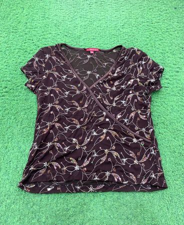 SAN FRANCISCO Damen Wickeloberteil mit braunem Blumenmuster XL/XG