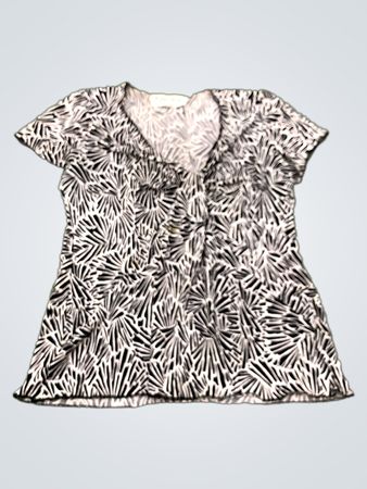 Ronni Nicole Petite Sport Schwarzes und Weißes Print-Oberteil
