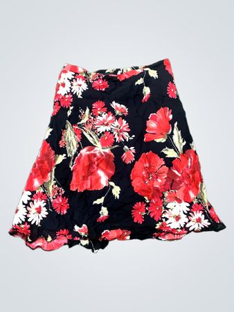 Schwarzer Rock mit Blumenmuster und XL-Etikett