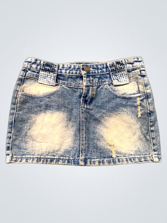 Blauer Denim-Minirock mit Strassverzierungen