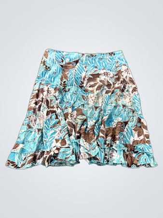 Blauer und brauner Blumenmuster-Rock