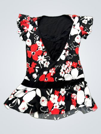 Schwarzes Top mit Blumenmuster