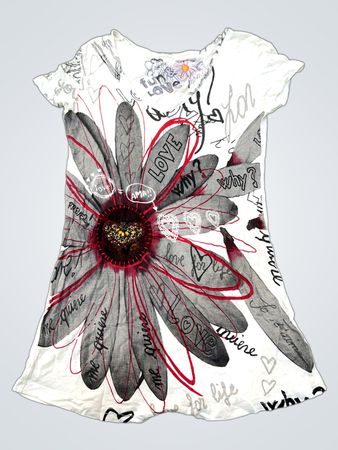 Weißes T-Shirt mit Blumen- und Textgrafik