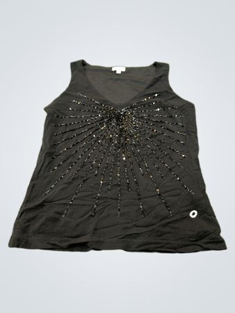 Schwarzes Trägershirt mit Pailletten
