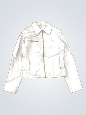 Weiße Lederjacke