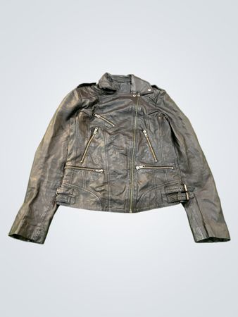 NAF NAF Schwarze Leder-Bikerjacke