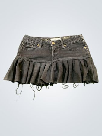 Upgecycelter J&Company schwarzer Jeans-Rüsch-Minirock
