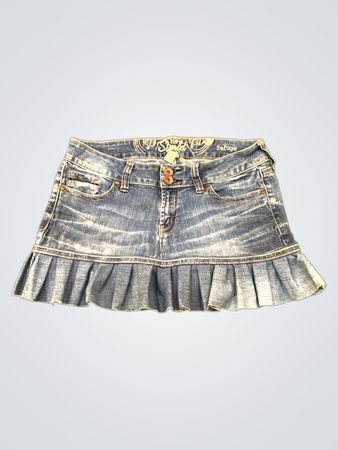 Upcycled Stardlet Damen Rüschen-Jeansminirock