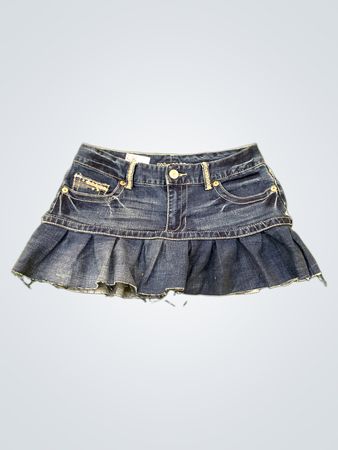 Upcycelter Maurice's Denim-Wickelrock mit Rüschen (Mini)