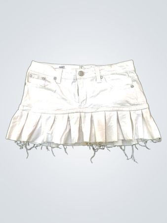 Aufgearbeiteter weißer plissierter Minirock aus Denim