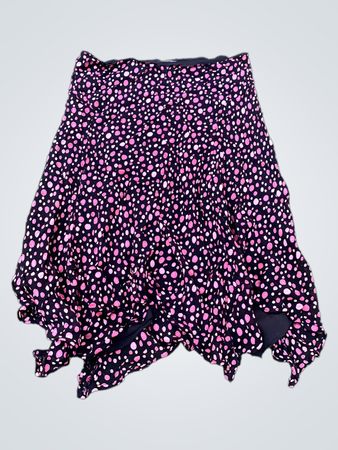 Angie Black Pink Polka Dot Rock mit asymmetrischem Saum