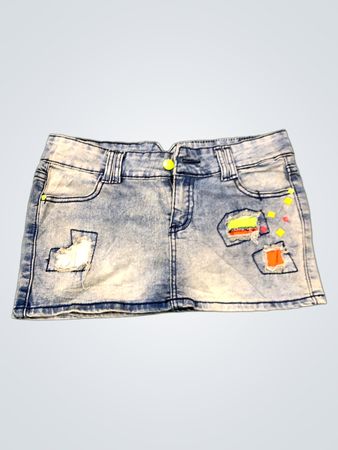 Denim-Minirock mit Patches