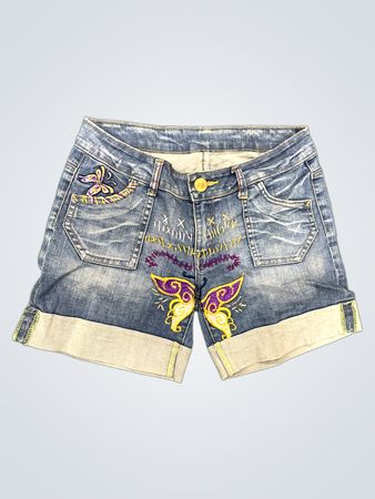 Miss Sixty Jeansshorts mit Schmetterlingsstickerei