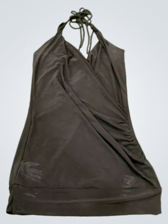 Kiwi Schwarzes Neckholder-Kleid mit Raffung