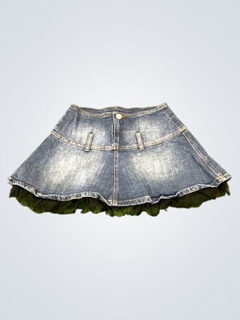 Jupe en jean Heart Quake avec bordure en tulle noir