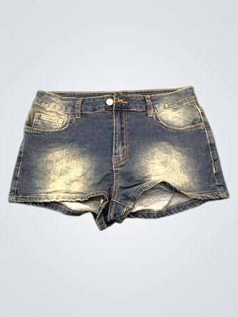Denim Shorts with Wing Embellishments
