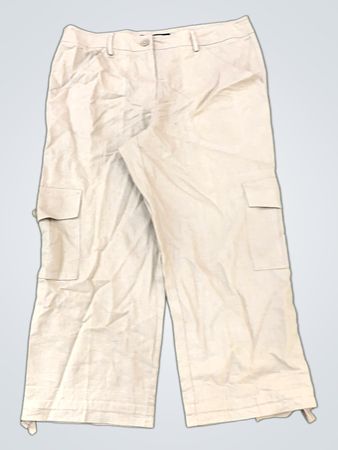 LARRY LEVINE Damen Beige Leinenmischung Cargo-Caprihose Größe 10
